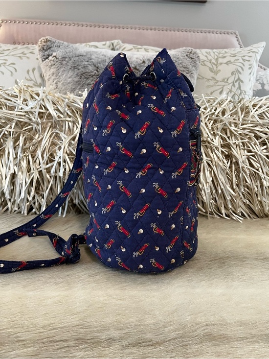 Vintage VERA BRADLEY Giolf Navy Backpack Sling USA Drawstring Red Blue Quilted main image 13
